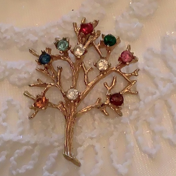 Jewelry - “TREE OF LIFE” PENDANT. Multicolored Rhinestones w+Enamel Detail.